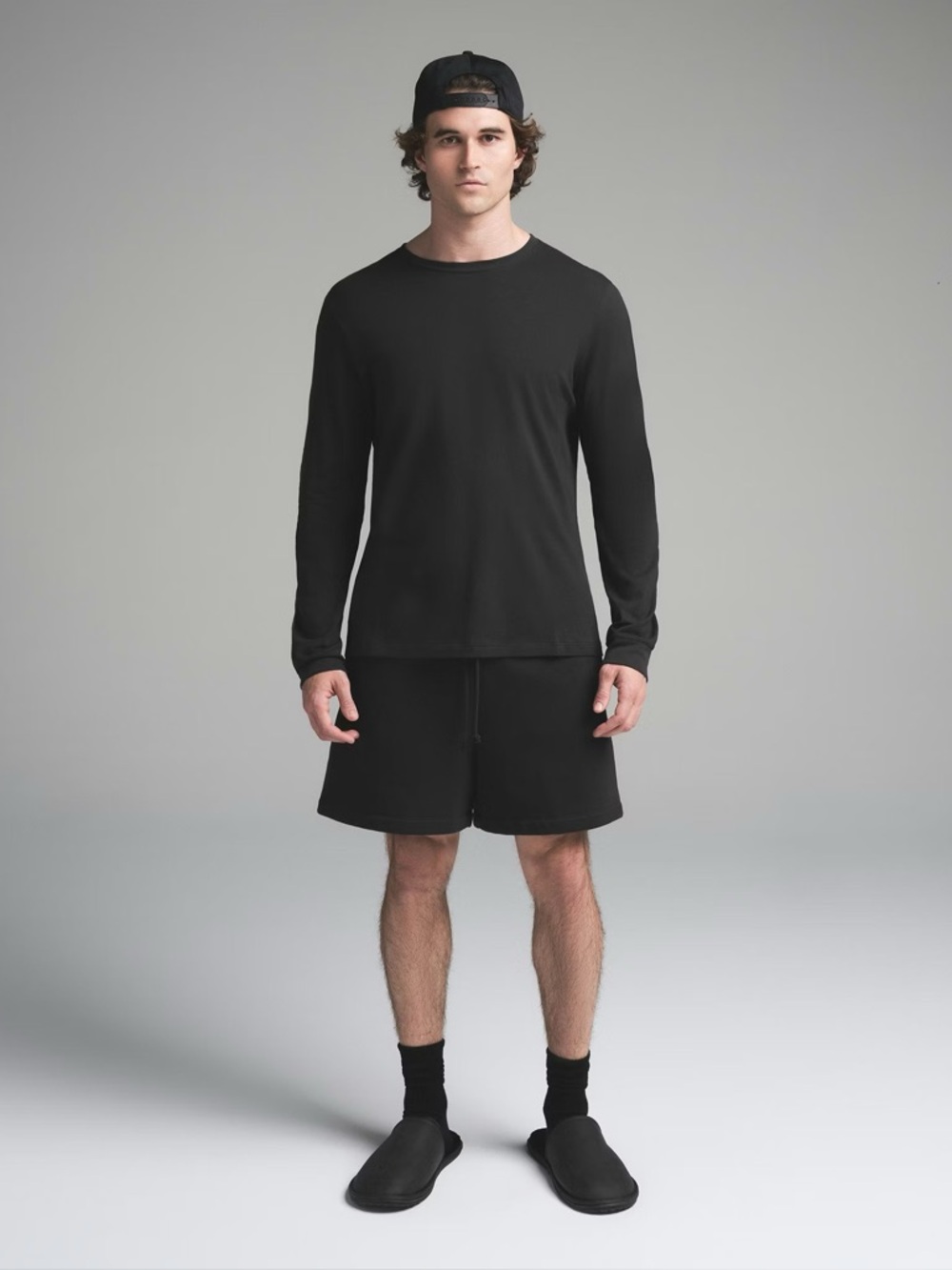 SKIMS Heavyweight Black Cotton Long Sleeve L